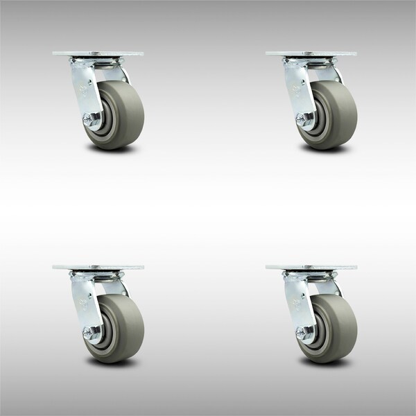4 Inch SS Thermoplastic Rubber Caster Set with Ball Bearing and Swivel Lock SCC